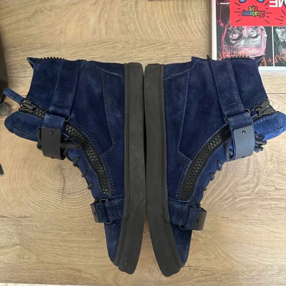 Giuseppe Zanotti Coby High-Top Blue Suede Sneakers Size 40EU - Picture 4 of 8